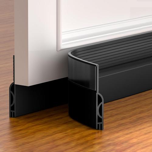 Door Draft Stopper,Adjustable Door Sweep for Bottom of Door,Silicone Weather Stripping Door Bottom Seal Blocker Air Noise,Under Door Gap Filler for Interior/Exterior Doors(Black, 39inch)