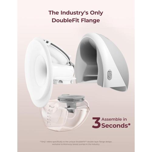Momcozy Breast Pump Hands Free Upgraded Mobile Flow | M9, App Discreet Control with Personalized Multi-Modes & 15 Levels, Wearable Breast Pump 24mm, 2 Pack Gray