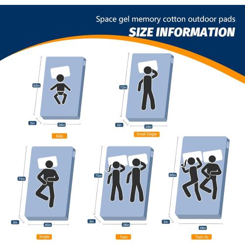 GREY CYMULA CertiPUR-US Memory Foam Camping Mattress Pad, Portable Foam Sleeping Pad for Camping, Roll up Sleeping Mat for Adults Guest Floor Bed for Sleepover, Car, Tent SUV Cot Mattress