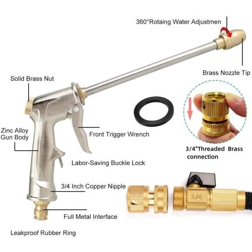 Garden Hose Nozzle,Hose Sprayer Nozzle Metal Spray Nozzles for Garden Hose Gun Heavy Duty Hand Sprayer with 3/4”GHT Thread Brass Hose Quick Connect Fitting, for Lawn,Washing Cars,Pets Shower