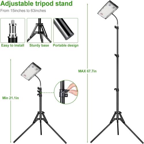 LBW Grow Light with Stand, Full Spectrum LED Plant Light, Floor Grow Lamp with 63 Adjustable Tripod, 4H/8H/12H Timer, 6 Dimmable Brightness, Ideal for Tall Plants