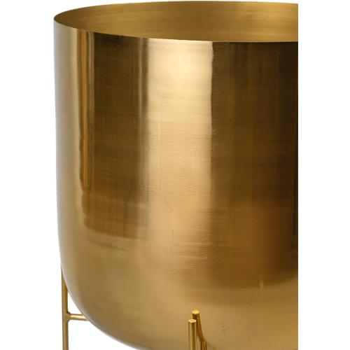 Serene Spaces Living Modern Mid‑Century Metal Indoor Planter with Stand, Gold Planter Pot, Indoor Plants – Decorative Planter Holder for Living Room, Kitchen & Office, 14 Diameter & 24 Tall