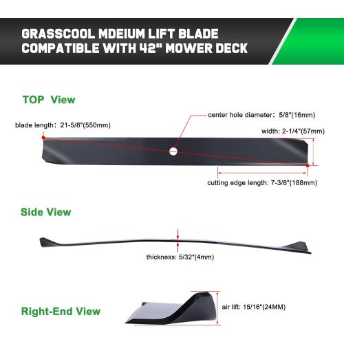 Grasscool Timecutter 42 inch Blades for 42 Deck Toro SS4235 Z4235 Z4200 SS4260 SS4200 Timecutter Zero Turn Mower Replace 110-6568-03 (2 Pack)