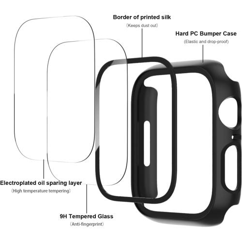 JERXUN 6 Pack Case with Screen Protector for Apple Watch Series 9/8/7 41mm