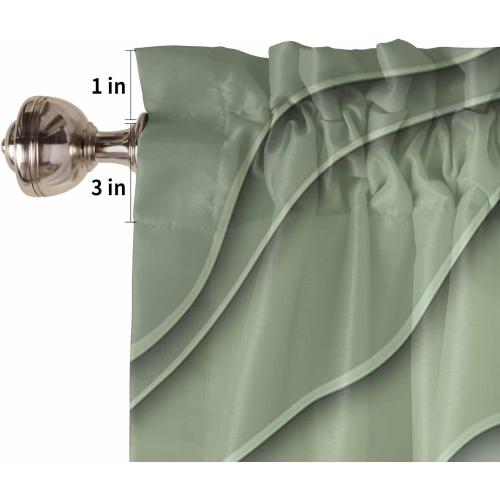 Sage Green Grey Ombre Valances for Windows, Modern Geometric Kitchen Curtains Window Treatment Decor, Abstract Art Aesthetic Cream Rod Pocket Short Window Valances for Living Room/Bedroom, 54 x 18