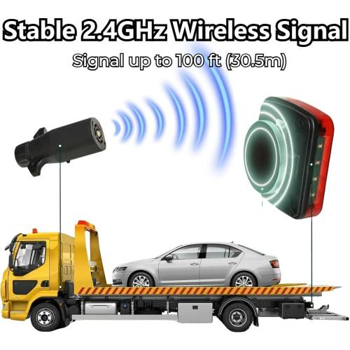 Wireless Trailer Lights Magnetic, Upgrade Rechargeable Wireless Trailer Tow Lights LED Kit, IP65 Waterproof, 10-Hour Battery Life, 100 FT Signal Synchronization for Towing Truck Camper RV Boat