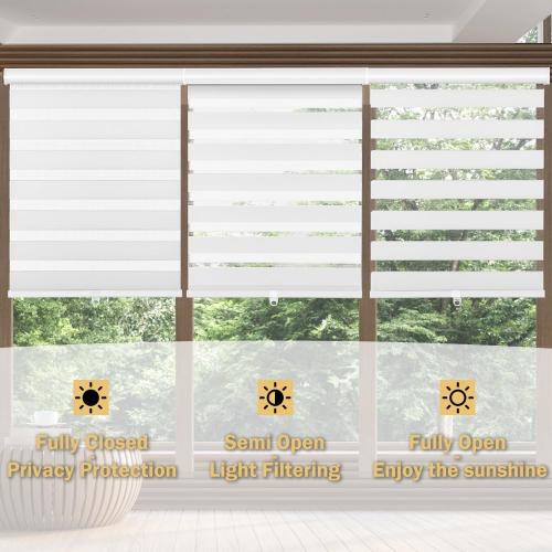 Cordless Zebra Blinds for Windows, 18 W x 72 H Zebra Roller Shades with Valance Free Stop Zebra Roller Shades, Light Control Window Treatments Dual Layer Sheer Blinds for Day and Night