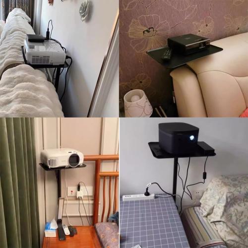 GRRICEPL Projector Floor Stand, Against Wall Hidden Stand, Height Adjustable, 360° Rotatable Ball Head for Home & Office & Outdoor(White/B,160 cm)