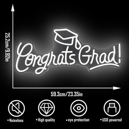 Congrats Grad Neon Sign 23.35x 9.92Inch Large Graduation Neon Sign for Backdrop Grad Led Sign Graduation Light Up Neon Light With Graduation Cap for Class Of 2026 Party College Gifts Celebrations
