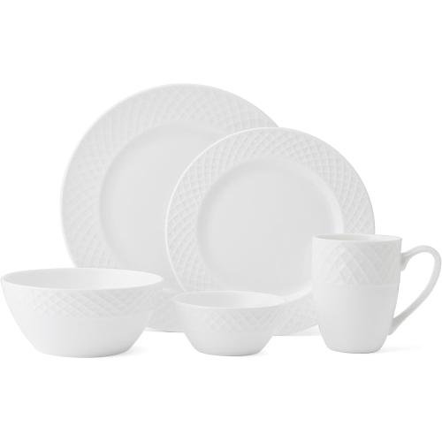 Mikasa Trellis Bone China Lightweight Chip Resistant 40 Piece Dinnerware Set, Service for 8