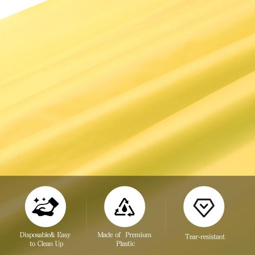 tujol Yellow 6 Pack Plastic Table Cloth 54 x 108, Disposable Tablecloths Rectangle Table Cover, Plastic Tablecloths for Parties