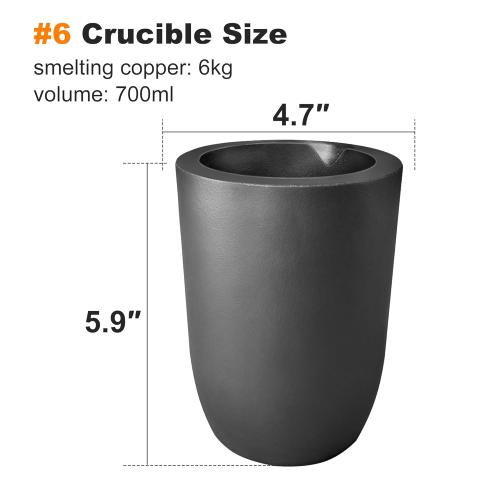 Nelyrho 6kg Premium Graphite Crucible, Silicon Carbide Clay Crucible Cup for Melting Casting Refining Aluminum, Gold, Silver, Copper, Brass, Withstand High Temperature 1800℃/3272℉