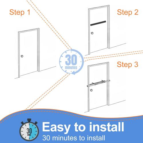 Door Security Bar for 36-inch Outswing Doors Security Bar Heavy - Duty Metal Security Pole Door Safety Bar Installation Completed in 30 min SB-01-0036