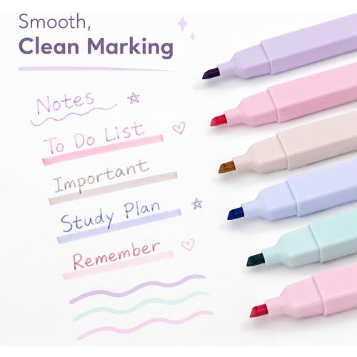 Pastel Highlighters, 12 Pcs Aesthetic No Bleed Bible Highlighters Set | Dual Tip Highlighter Set with Chisel and Fine Tips, for Journaling, Bible Study, Planner, Note Taking, School and Office