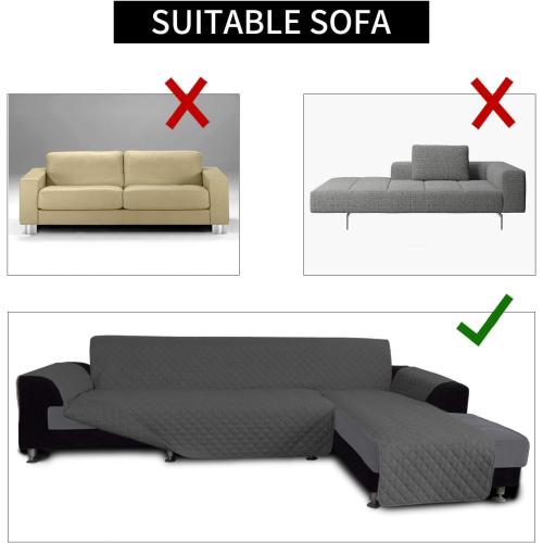 Easy-Going Sectional Couch Covers for Dogs L Shape Sofa Cover Reversible Sofa Slipcover Chaise Lounge Cover Furniture Protector Cover for Pets Dog Cat (Large, Dark Gray/Dark Gray)