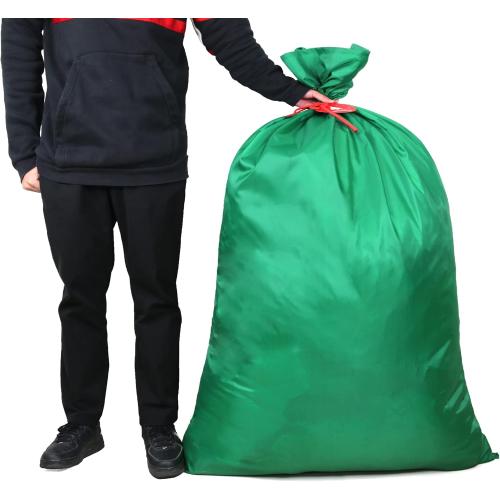 BeeGreen Giant Santa Sack Bag, Extra Large 56 H x 40 W for Huge Christmas Gifts, Reusable Fabric Gift Bags with Name Tag Card and Rope for Christmas