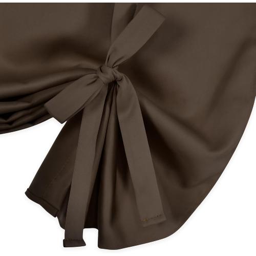 DONREN Coffee Brown Blackout Curtain for Bathroom Windows Adjustable Tie Up Shade Curtain with Rod Pocket Top for Kitchen (34 inches W x 54 inches L Set of 1)