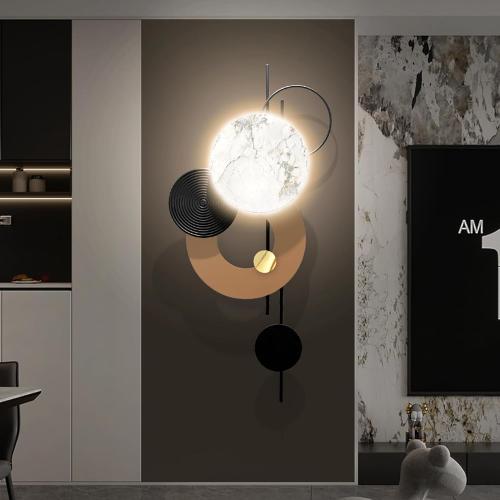Large Metal Wall Decor with Light Modern Metal Wall Art Voice Controlled Luminescence3D Wall Sculptures Wall Hanging Decoration for Living Room Dinning Room Entryway Kitchen Office (19L“x39W-Light)