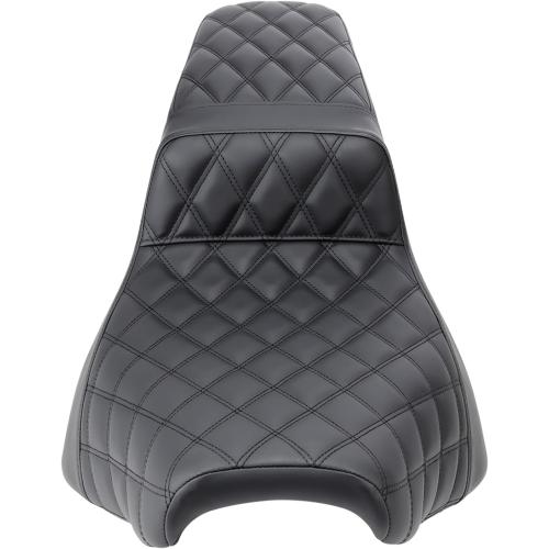 One-Piece Driver Rider and Passenger Seat for Harley Davidson Softail Standard Slim Deluxe Street Bob Heritage Classic 2018-2024 Black Motorcycle 2-Up Seat (Diamond Pattern)