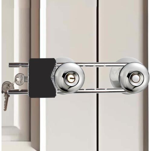 French Door Lock for Double Doors, Adjustable Double Door Lock for Home Security Prevent Kick Ins for Various Knob Width Door Security