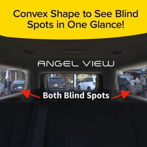 New Improved Angel View Wide-Angle Rearview Mirror AS-SEEN-ON-TV Reduce Blind Spots, Installs in Seconds, Fits Most Cars, SUVs & Trucks