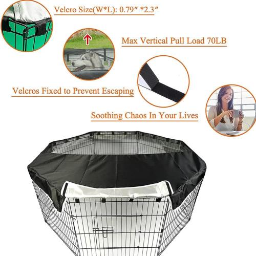 PJYuCien Dog Playpen Mesh Top Cover, Fits 24 Inch 8 Panels Regular Octagon Metal Exercise Pet Pen, Adhesive Tape Connections, Black (Note: Cover Only, Fence Not Included)
