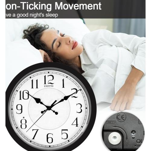 eYotto Night Light Wall Clock for Bedroom, Illuminated Wall Clocks Battery Operated Glow in The Dark Lighted Clock for Home, Living Room, Kitchen, Office, Easy to Read Large Display, 12Inch