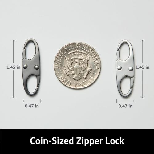 zelin Anti Theft Zipper Clips Double Opening Small Carabiner Clips, 8Pcs Elegant Zinc Alloy Zipper Pull Replacement for Travel, Commuting and Camping (Space Grey)