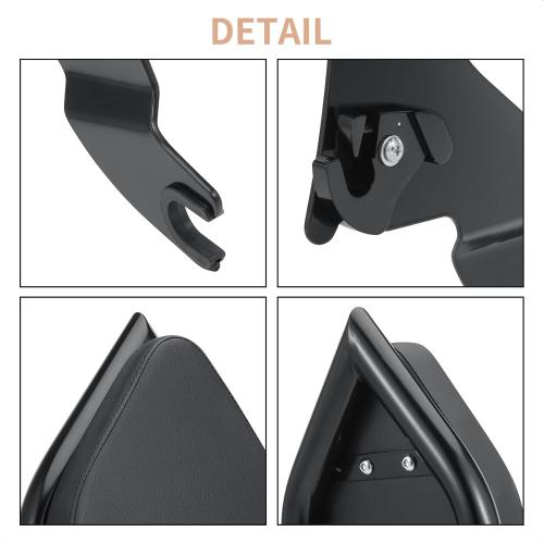 BLACK 24 Inches tall Detachable Sissy Bar Backrest Passenger Backrest Compatible with Harley Touring Street Glide Road Glide Road King Electra Glide 2009-2025 (Black)