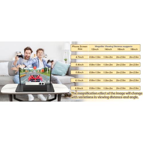 18 Screen Magnifier for Cell Phone, Mobile Phone 3D HD Magnifying Projector Screen Enlarger for Movies, Videos and Gaming, Foldable Phone Stand with Screen Amplifier,Compatible with All Phones