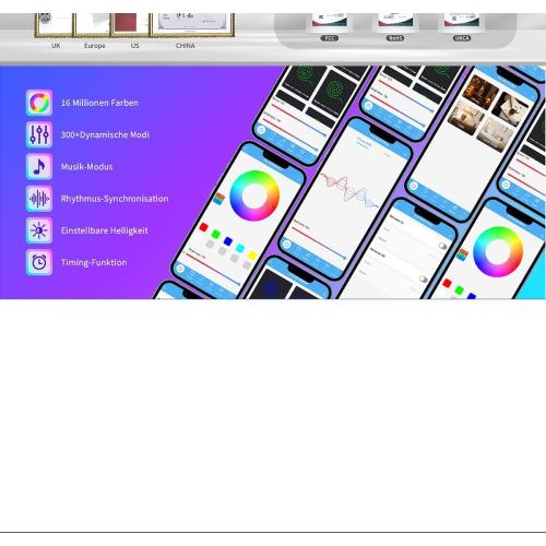 Bluetooth Permanent Outdoor RGB Intelligent Colorful Eaves led Lights,App and Remote Control,DIY Scene Modes,Waterproof,for Christmas,House Decorations,100ft. (EU)