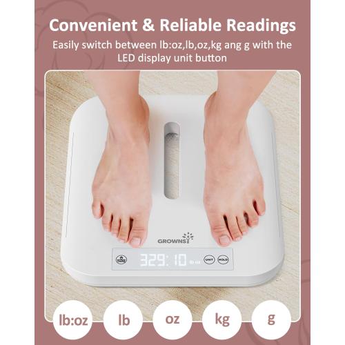 GROWNSY Smart Baby/Pet Scale,Digital Baby Weight Scale with App for Tracking Growth of Infant, Toddler,Puppy,and Cat—Supports Up to 330 lbs, with Hold Function, 27-inch Height Measurement,5 Units