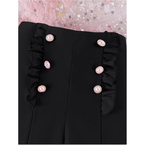 Milumia Girl's 2 Piece Outfits Button Open Front Long Sleeve Blazer and Pants Fall Suit Set Black***