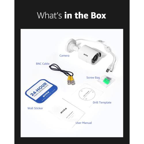 ANNKE 1080p Security Camera 4-in-1 CCTV Bullet Wired Cam, AHD/TVI/CVI/CVBS, Analog Surveillance Video Add–On Cams for Indoor/Outdoor Use, 100ft Clear Night Vision (Power Adapter Not Included)