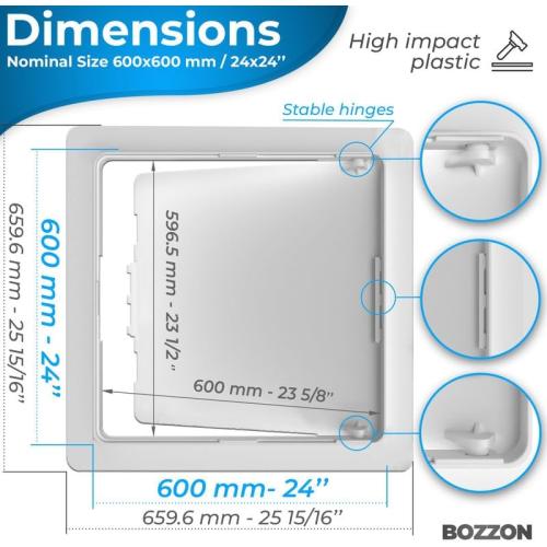 Access Panel for Drywall - 24x24 inch - Wall Hole Cover - Access Door - Plumbing Access Panel for Drywall - Heavy Durable Plastic White