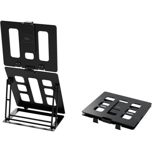HNL Portable Monitor Stand, iPad & Tablet Holder, clamp Retention, Foldable, mountable Small Desk, Supports 7.75 inch to 10.75 inch Screen Width, Travel with Laptop, Black