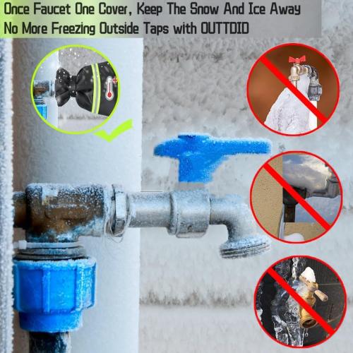 BKACK AND GREEN 2 Pack Outdoor Faucet Covers for Winter, 8.2 W x 20 H Outside Yard Hydrant Protector Socks Winter, Insulated Hose Bib Protector Cover, Spigot Pipe Cover Freeze Protection Black