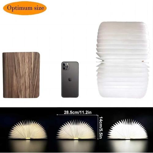 Anwick Lamp Book Large Size Folding Mood Light, Novelty LED Night Light, USB Large Capacity Rechargeable Wooden Table Lamp