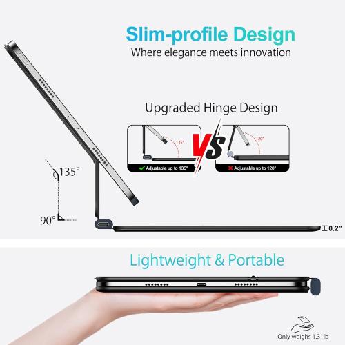 Jibrealg Magic Keyboard for iPad A16, Lightweight Keyboard Case for iPad 11th (A16 2025) & 10th Generation (2022), Ultra-Slim Smart Keyboard with Trackpad, 7 Colors Backlight, Black