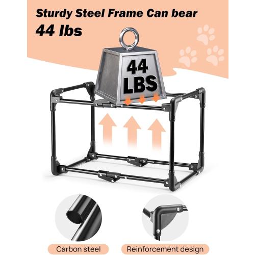 JOYTUTUS Collapsible Dog Crate, 26 Inch Portable Pet Crate for Car, Travel Dog Kennel Foldable Dog Crate for Medium Dog 44lbs, Soft Cat Carrier Fit for Indoor & Outdoor/Car Back Seat/Trunk (Orange)