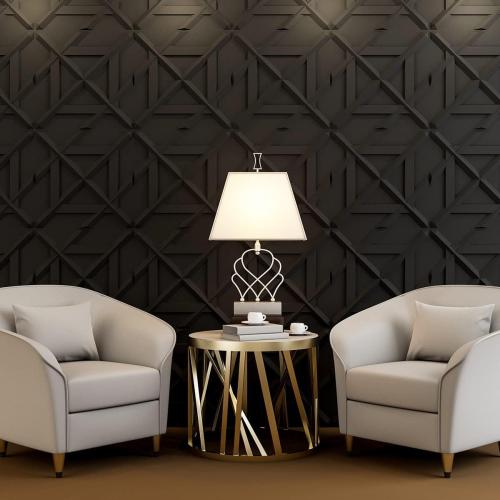 Art3d PVC 3D Wall Panel, Decorative Wall Tile in Black 12-Pack 19.7x19.7