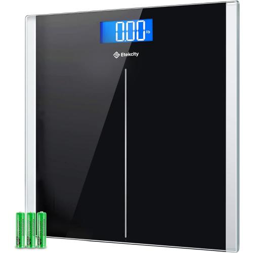 Etekcity Bathroom Scale for Body Weight, Highly Accurate Digital Electronic Weighing Machine for People, LCD Display, Large Size, 6mm Tempered Glass for Safe Home Use, Batteries Included, 400 lbs