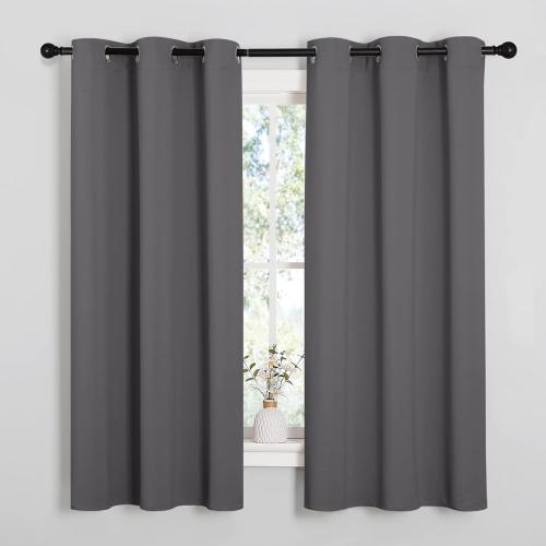 NICETOWN Thermal Insulated Grommet Blackout Curtains for Bedroom (2 Panels, W42 x L63 -Inch, Grey)