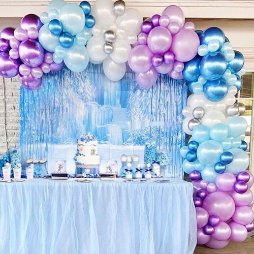 Frozen balloons, 60pcs 12 Inch Purple and Blue Balloons with Snowflake Confetti Balloons for Winter Theme Party Supplies Baby Shower Wedding Frozen Birthday Party Decorations