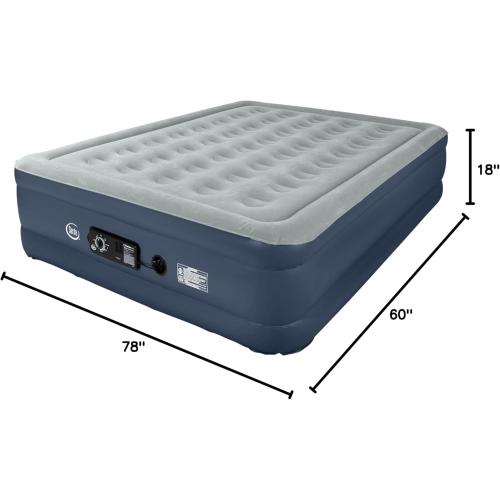 Serta Raised Air Mattress with Never Flat Pump | Luxury Inflatable Mattress with Built in Air Pump to Ensure a Good Night’s Rest | Heavy Duty Blow Up Mattress with Self Inflating Pump