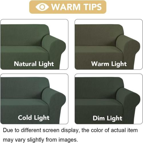 H.VERSAILTEX Stretch Couch Covers for Sofa 1 Piece Slipcovers for Couches 3 Seater Couch Cover Feature Thick Checked Jacquard Fabric with Elastic Bottom(Large Sofa 90-100 Wide, Bronze Green)