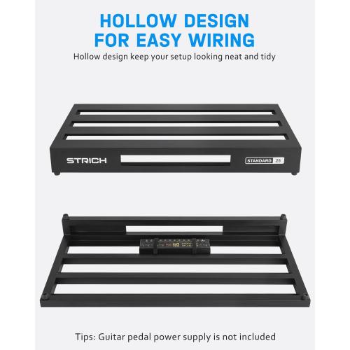 STRICH Guitar Pedal Board Extra Large Size, Aircraft Grade Aluminum 2.9lb Lightweight Pedalboard 25'' x 12.7'' x 2.83'' Effect Pedals board with Carry Bag, STANDARD 25 (Angled)