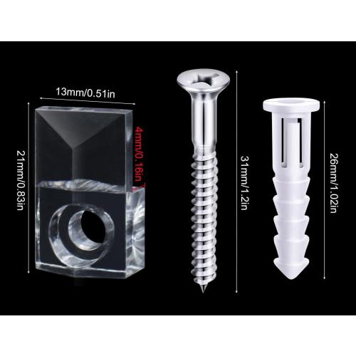 22 Sets of Mirror Holder Clips Kit,Crystal Clear Plastic Mirror Clip,Mirror Holder Clips Glass Retainer Clips Kit,Mirror Hanging Kit with Screws and Fixed Mirror Box Door(Classic Style)
