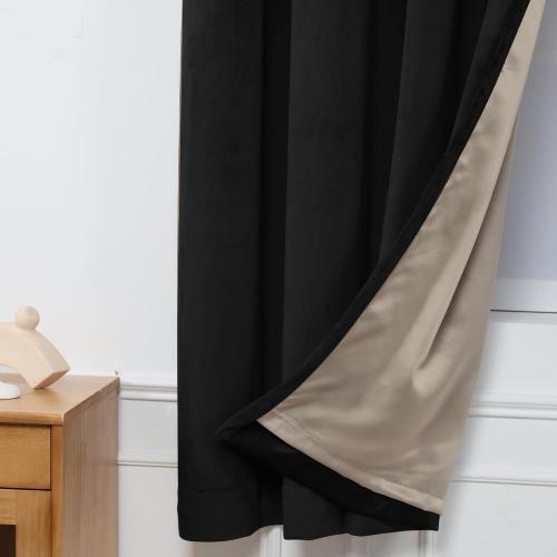 INLINAS Velvet Blackout Curtain - Luxurious Softness with Light Control, Thermal Insulated, Noise Reduction, Energy Saving Set of 2 Panels, Black, 52W x 63L Inch