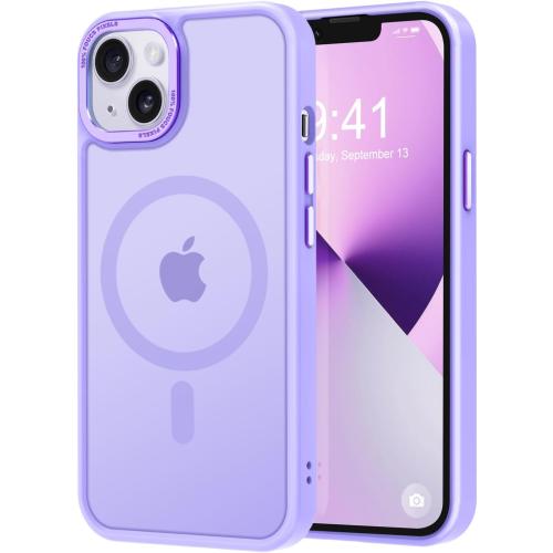 Thomo Strong Magnetic for iPhone 15 Case & iPhone 15 Case [Compatible with Magsafe] Translucent Matte Slim Shockproof Women Girl Anti-Fingerprint Protective Case for iPhone 15, Lilac Purple